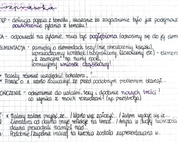 Jak pisać rozprawkę: Wstęp, teza, argumentacja, zakończenie. Notatki z lekcji polskiego.