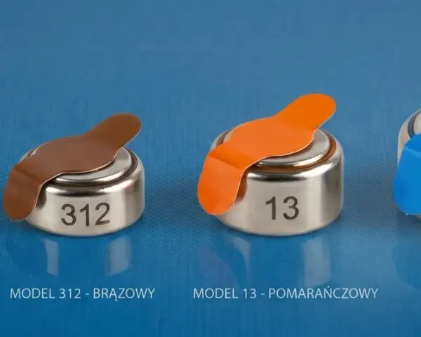 Baterie do aparatów słuchowych: żółta (10), brązowa (312), pomarańczowa (13) i niebieska (675).
