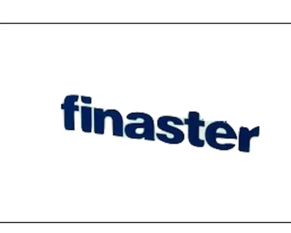 Niebieski napis "finaster" na białym tle.