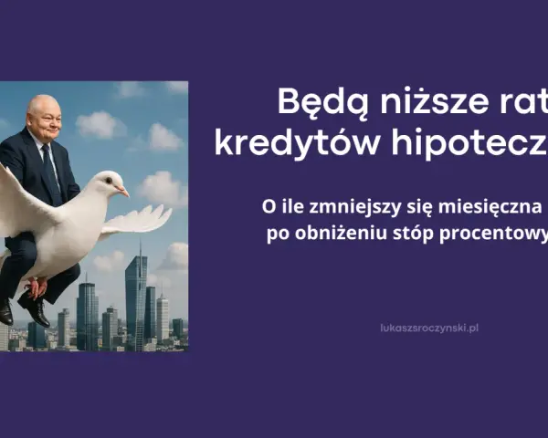 Mężczyzna na gołębiu nad miastem. Pytanie: o ile spadnie rata kredytu po obniżeniu stóp procentowych?
