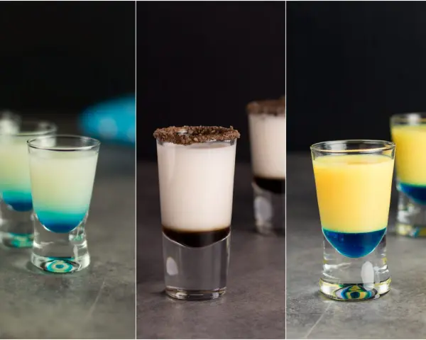 Kolorowe shoty z warstwami, idealne na imprezę. Odkryj proste i dobre shoty przepisy na te drinki.