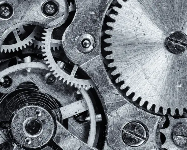 Złożony mechanizm zegarka, zębatki i sprężyny tworzą skomplikowany mechanizm rozproszonego ja, gdzie każdy element ma swoje miejsce.