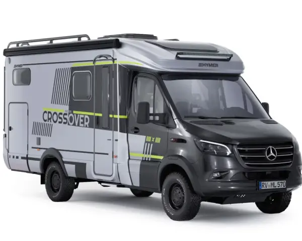 En Hymer Duomobil Crossover, redo för äventyr. Denna husbil kombinerar komfort med terrängkapacitet.