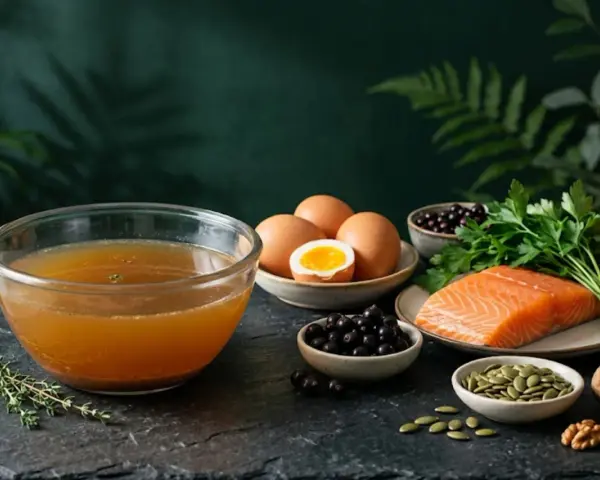 Bulion, łosoś, jajka, jagody, papryka, kiwi, orzechy i pestki dyni – to produkty, w czym jest kolagen.
