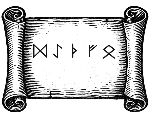 Zwoje z runami, które mogą przyciągnąć bogactwo. Te starożytne symbole, runy na pieniądze, zdobią zwoje.