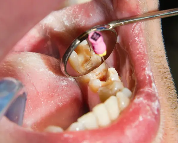 Dentysta używa narzędzia do leczenia zęba, co na bolący ząb?