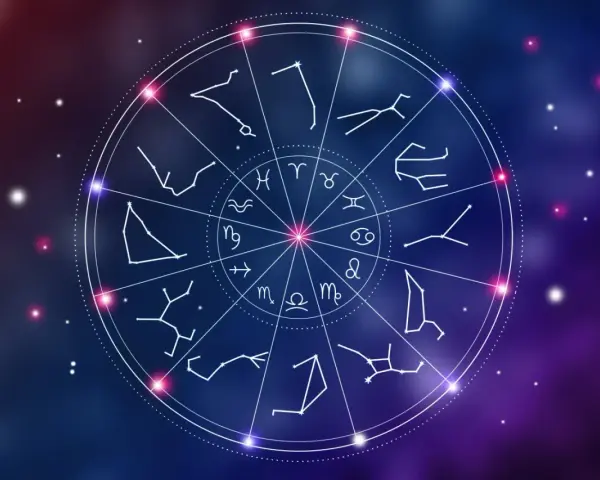 Koło zodiaku z symbolami gwiazd. Sprawdź swój horoskop dzienny Byk i odkryj, co mówią gwiazdy.