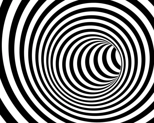En svartvit tunnel med spiralmönster som kan ge känslan av ångest tankar.