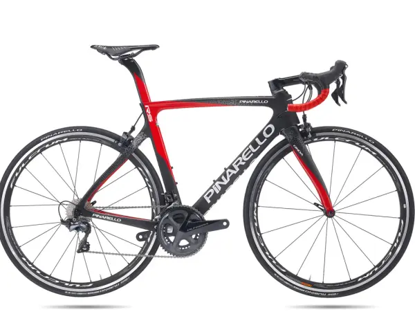 Sleek black and red Pinarello Gan RS road bike with Ultegra components and Fulcrum wheels, ready for a fast ride.