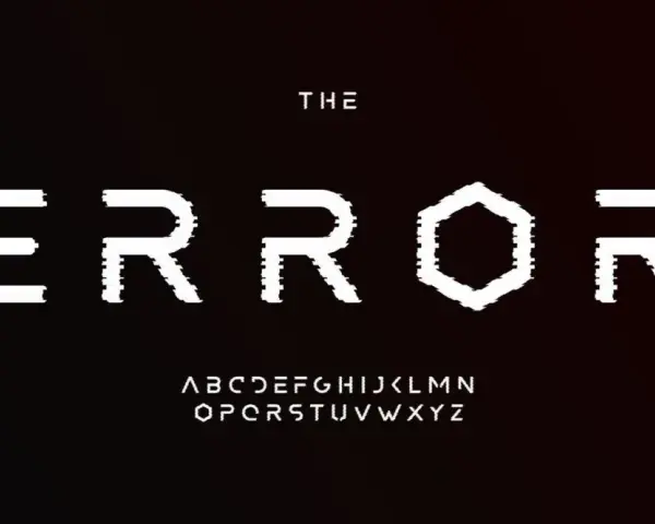 Le mot "ERROR" en lettres blanches pixélisées, avec un hexagone pour le "O". Une pièce fautée, une valeur à corriger.