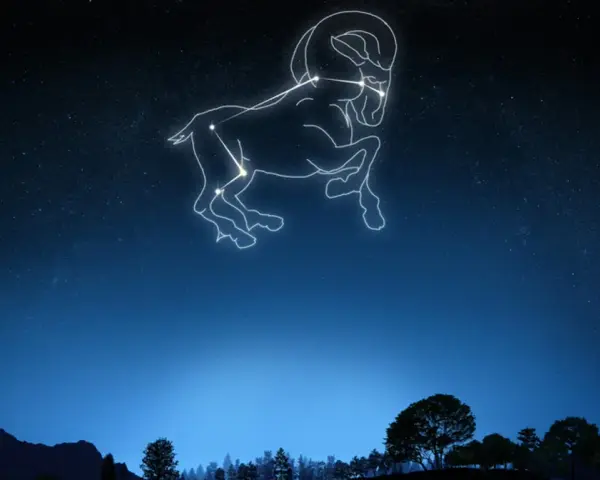 Gwiazdozbiór Barana na nocnym niebie. 1 kwietnia jaki to znak zodiaku? To Baran, symbolizujący początek wiosny i nowych wyzwań.