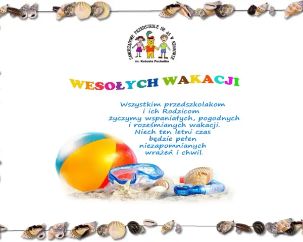 Życzenia wakacyjne dla dzieci i rodziców pełne radości i bezpieczeństwa