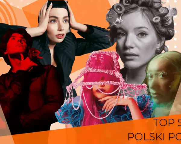 Kolaż artystów polskiej sceny muzycznej, odzwierciedlający bogatą historię muzyki pop.