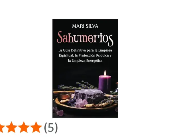 Libro "Sahumerios" de Mari Silva, con vela morada, cristales y hierbas. Explora el **sahumerio significado** para limpieza espiritual y energética.