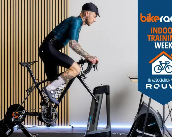Man on a bike roller trainer, part of BikeRadar's Indoor Training Week.