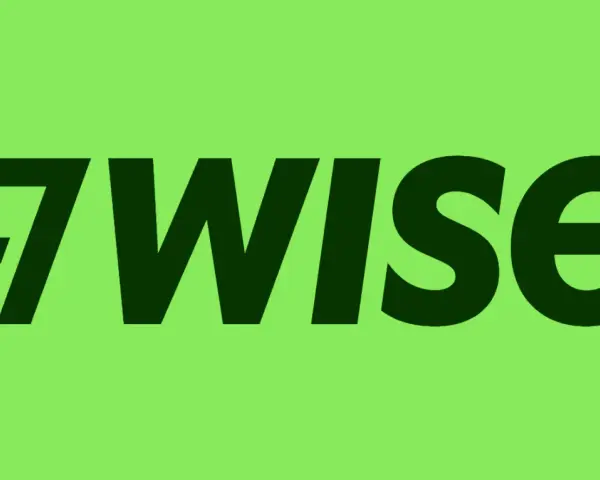 Logo z napisem "7Wise" na zielonym tle. To znak rozpoznawczy firmy oferującej konto Wise.