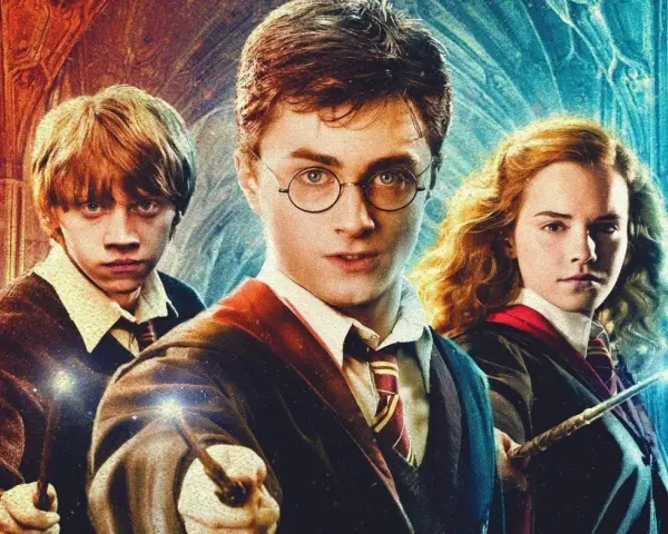 Harry, Ron i Hermiona, jak w baśni o trzech braciach, gotowi do walki.