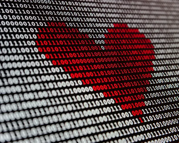 Serce z kodu binarnego. Ile polubień dziennie na Tinderze?