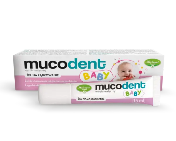 Żel Mucodent Baby na ząbkowanie, łagodzi dziąsła maluszka. Idealny podczas ząbkowania.