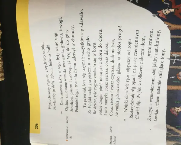 Wiersz opisuje koncert Wojskiego, który gra na rogu, a jego muzyka rozbrzmiewa w lesie.