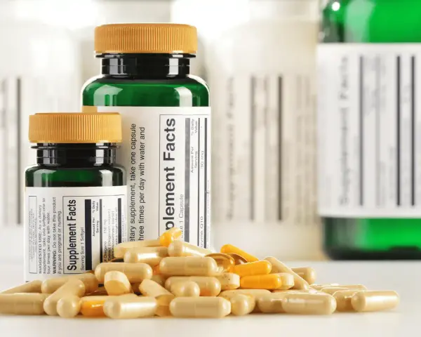 Flaconi di integratori e capsule sparse. La domanda "per quanto tempo si possono prendere gli integratori" è centrale.