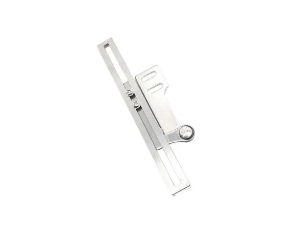 Pieza metálica ajustable, parte de los tipos de cremalleras para máquinas de coser, con tornillos y ranuras.