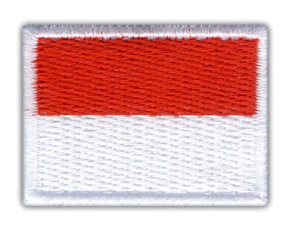 Naszywka z flagą Monako, czerwono-biała, gotowa do przyszycia.