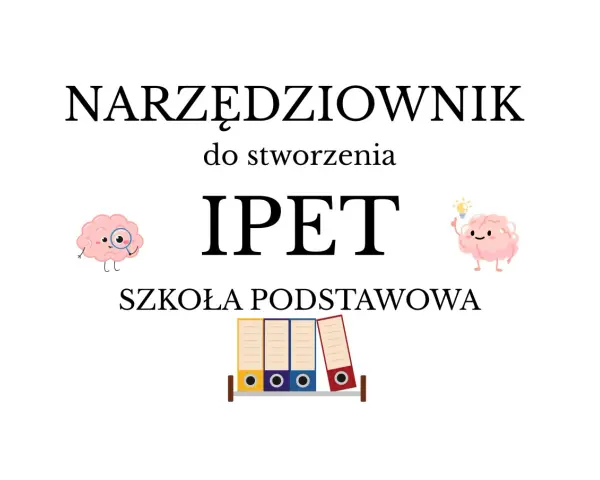 Narzędziownik IPET dla dziecka z Aspergerem w przedszkolu i szkole podstawowej. Ilustracja mózgów i segregatorów.