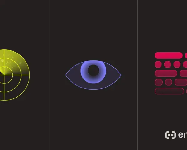 A radar, an eye, and abstract shapes represent telemetry vs monitoring.