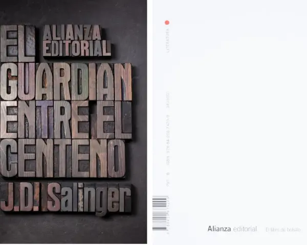 Tipografía de madera para "El guardián entre el centeno" de J.D. Salinger, publicado por Alianza Editorial.