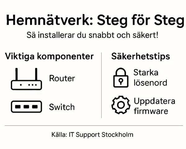 Hemnätverk: Steg för steg. Viktiga komponenter: Router, Switch. Säkerhetstips: Starka lösenord, uppdatera firmware. Perfekt för din ip tv-upplevelse.