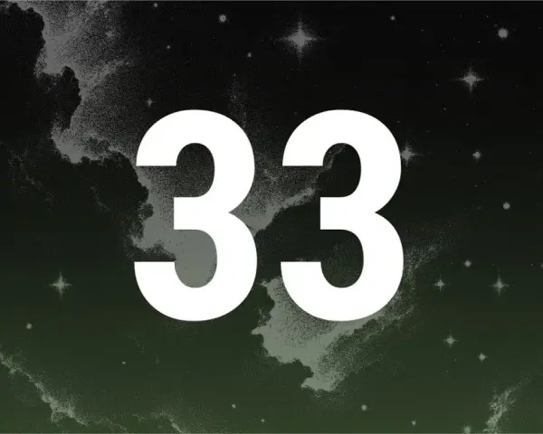 Gwiezdne niebo z liczbą 33. Numerologiczna 6 z 33, symbolizująca mistrzowskie liczby.