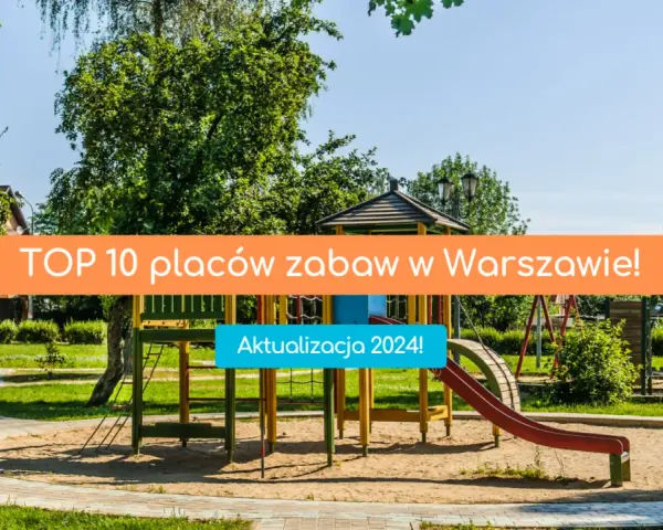 Kolorowy plac zabaw z piaskownicą i zjeżdżalnią, otoczony zielenią.
