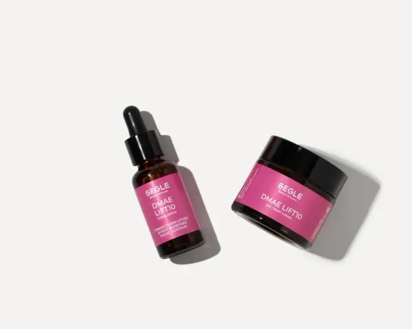 DMAE Lift10 serum y crema de día/noche de SEGLE Biotech Skincare, para un rostro firme y redefinido.