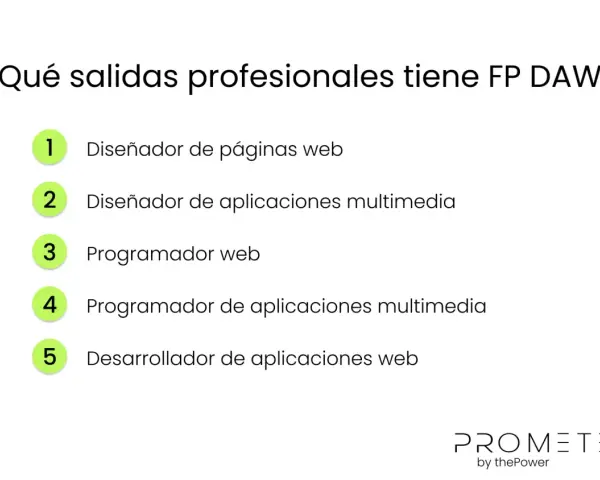 FP DAW online ofrece salidas como diseñador web, programador multimedia y desarrollador de aplicaciones.