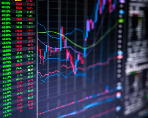 Gráfico de velas y líneas de cotización, mostrando la evolución de una cuenta contable fondos de inversión.