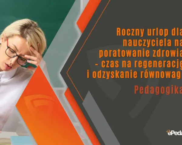 Zmęczona nauczycielka z bólem głowy. Roczny urlop dla poratowania zdrowia to czas na regenerację i odzyskanie równowagi. Pedagogika.