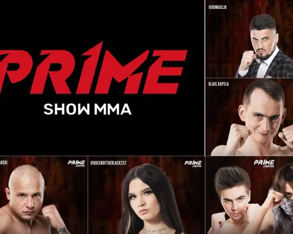 Kolaż z wizerunkami prime MMA zawodników: Don Kasjo, Jas Kapela, Mateusz Murański, Queen of the Black, oraz dwóch innych.