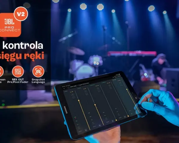Pełna kontrola nad dźwiękiem na scenie dzięki aplikacji JBL Pro Connect. Steruj miksem, zapisuj ustawienia i ciesz się muzyką.
