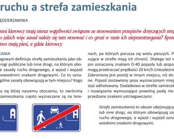 Dwa niebieskie znaki drogowe: jeden z ikonami pieszych i samochodu, drugi z przekreślonymi ikonami.