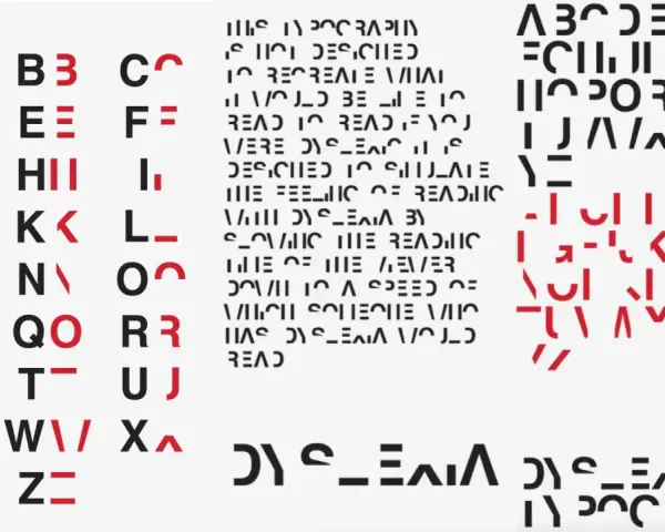 Zestaw liter z subtelnymi zmianami, ukazujący **detal w typografii**. Niektóre litery są częściowo zasłonięte lub zmodyfikowane, tworząc unikalny styl.