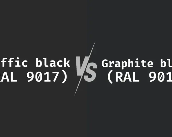 Porównanie odcieni czerni: Traffic black (RAL 9017) vs Graphite black (RAL 9011).