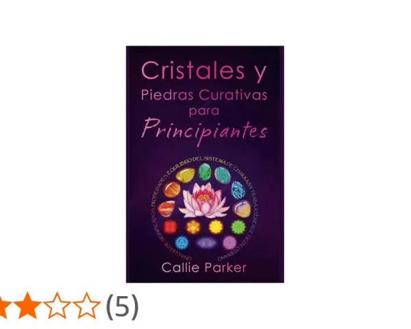 Portada de libro "Cristales y Piedras Curativas para Principiantes", con un círculo de piedras energéticas y un loto.
