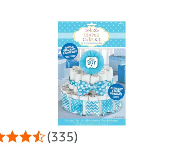 En blöjtårta slott i blått och vitt, perfekt för en "It's a Boy"-baby shower.