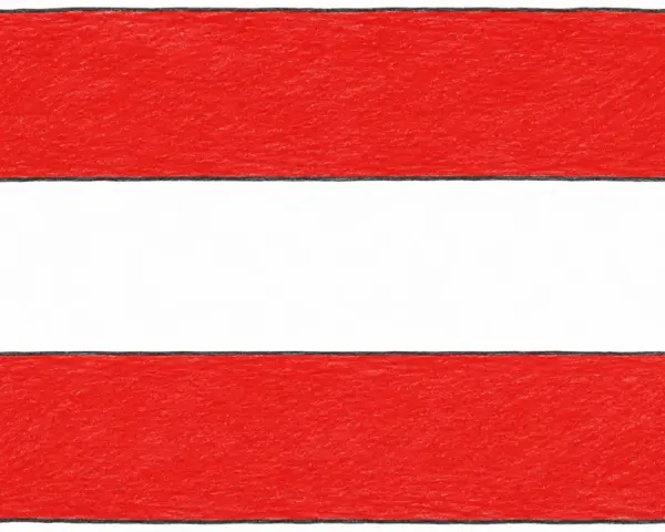 Flaga Austrii, prosta i elegancka, z czerwonymi pasami na górze i dole, oddzielonymi białym środkiem.