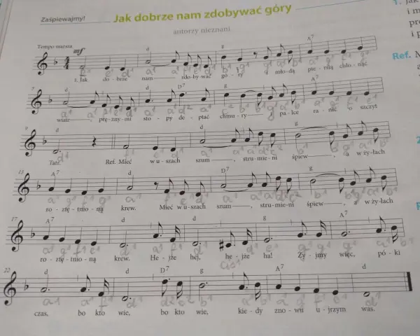 Tekst piosenki jak dobrze nam zdobywać góry - pełne słowa i znaczenie