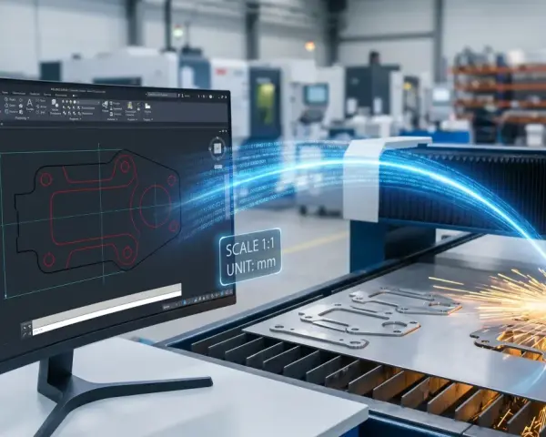 Gotowe projekty DXF w procesie cięcia laserem. Cyfrowy projekt przekształca się w realny element.