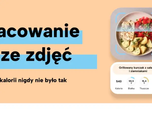 AI analizuje posiłek: grillowany kurczak z sałatką i ziemniakami. Zastanawiasz się, czy wybrać Yazio czy Fitatu? Fitatu ułatwia liczenie kalorii!
