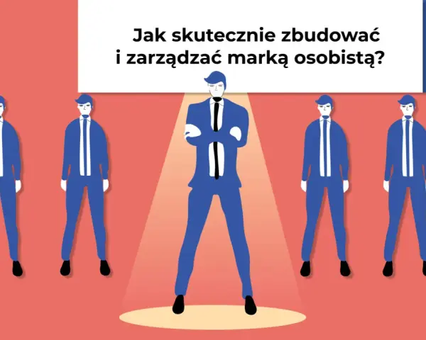 Skuteczne budowanie marki osobistej: lider w centrum uwagi, otoczony przez podobne sylwetki. Cel osiągnięty!