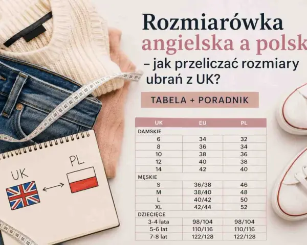 Tabela rozmiarów: rozmiar 16 damski UK to 42 EU i 40 PL. Pomoc w przeliczaniu rozmiarów ubrań z UK.